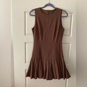 Zara Brown Fit and Flare Mini Dress